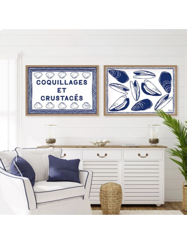 Tableau moules bleues – Décoration murale cuisine marine Orya