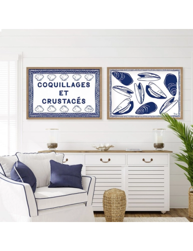 Tableau Coquillages et Crustacés – Décoration murale cuisine marine Orya