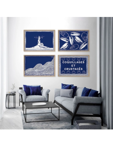 Tableau vagues bleu marine – Décoration murale mer moderne Orya
