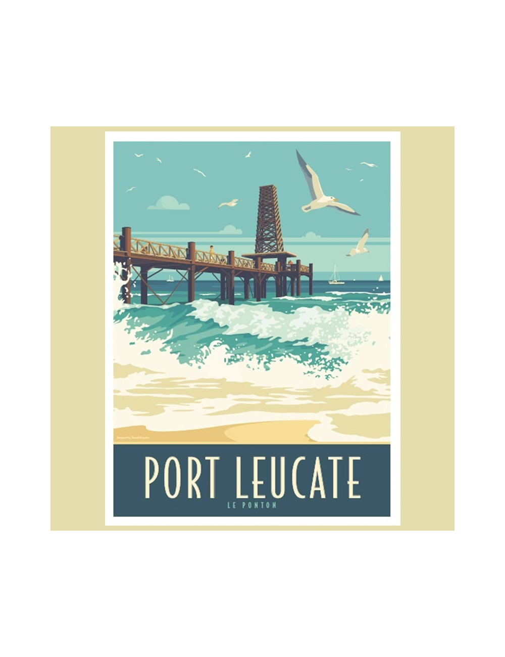 Affiche vintage Port Leucate – Travel Poster Méditerranée