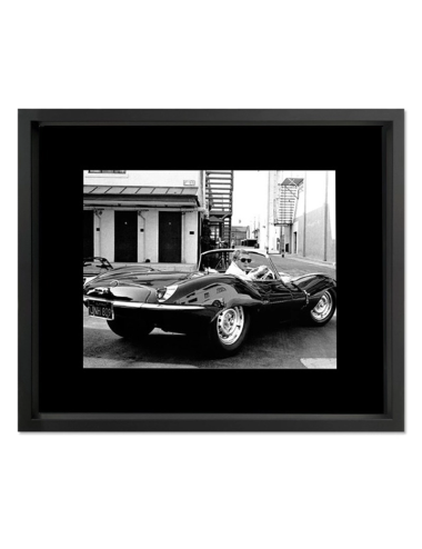 Tableau cinéma Steve McQueen Jaguar noir et blanc