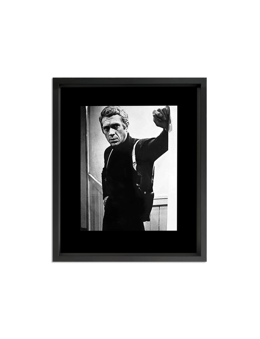 Tableau cinéma Steve McQueen Bullitt noir et blanc