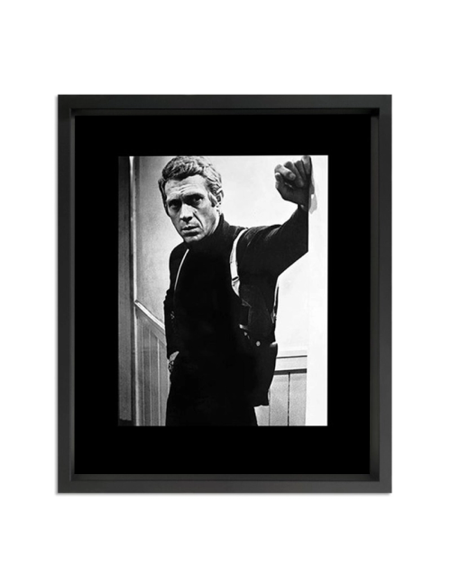 Tableau cinéma Steve McQueen Bullitt noir et blanc