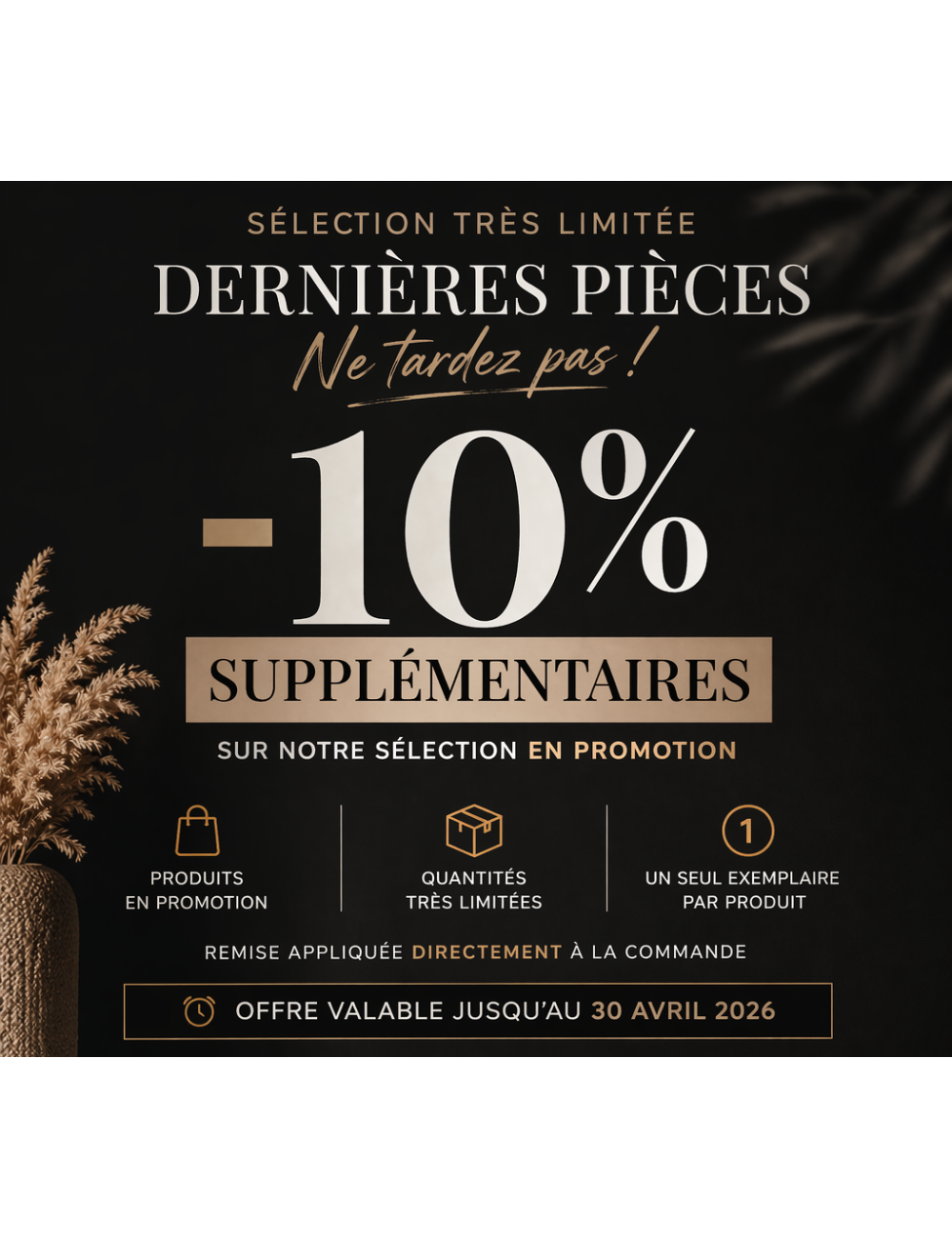 Remise effectuée à la validation de la commande