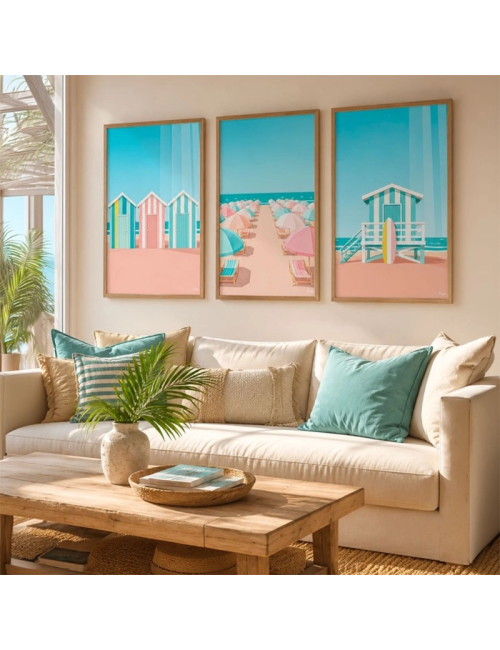 Tableau cabanes de plage Les Cabanes Pastel – Kalyssa