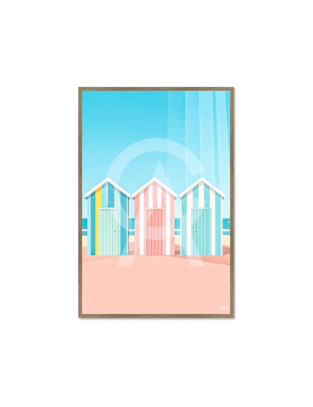Tableau cabanes de plage 80x120 Les Cabanes Pastel – Kalyssa