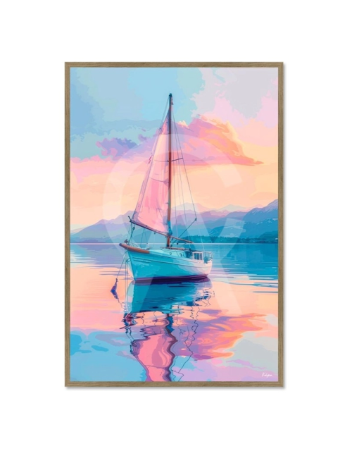 Tableau voilier au coucher du soleil Reflets du Large – Kalyssa