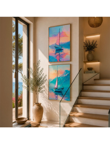 Grand tableau voilier 80x120 Kalyssa – Reflets du Large
