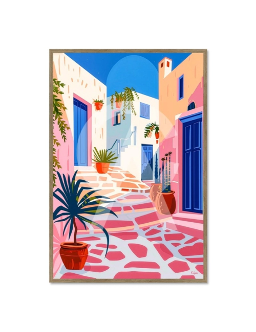 Tableau village grec Ruelle de Santorin – Kalyssa