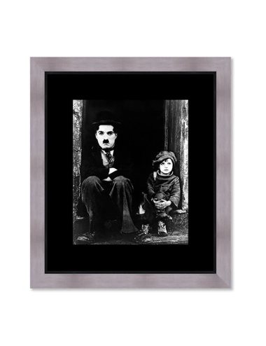 Tableau Chaplin Le Kid noir et blanc cinéma