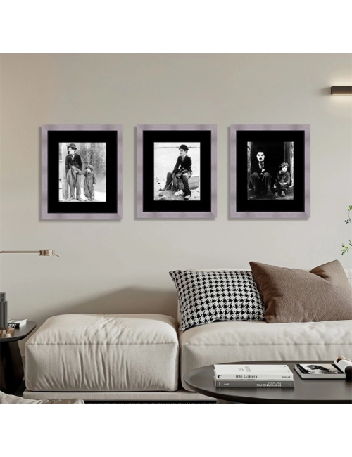 Tableau Chaplin Le Kid noir et blanc cinéma