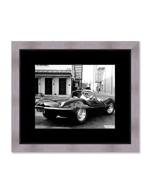 Tableau cinéma Steve McQueen Jaguar noir et blanc