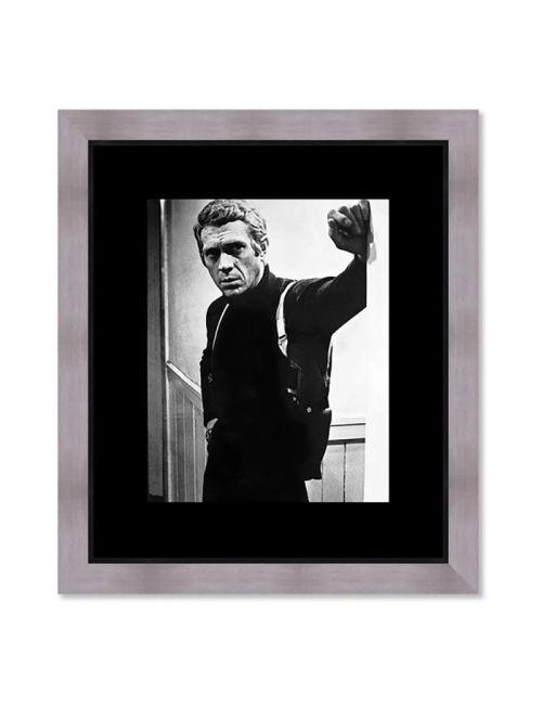 Tableau cinéma Steve McQueen Bullitt noir et blanc