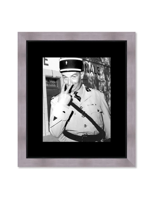" Le gendarme, Louis de Funès", Tableau cinéma noir et blanc