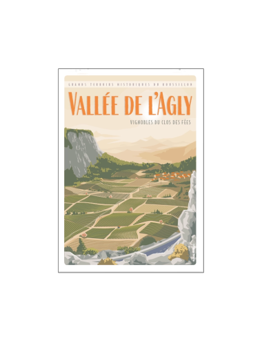 "La vallée de l'Agly", affiche vintage en 50x70cm
