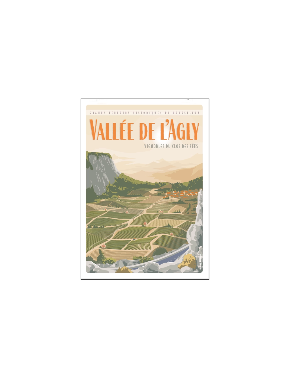 "La vallée de l'Agly", affiche vintage en 50x70cm
