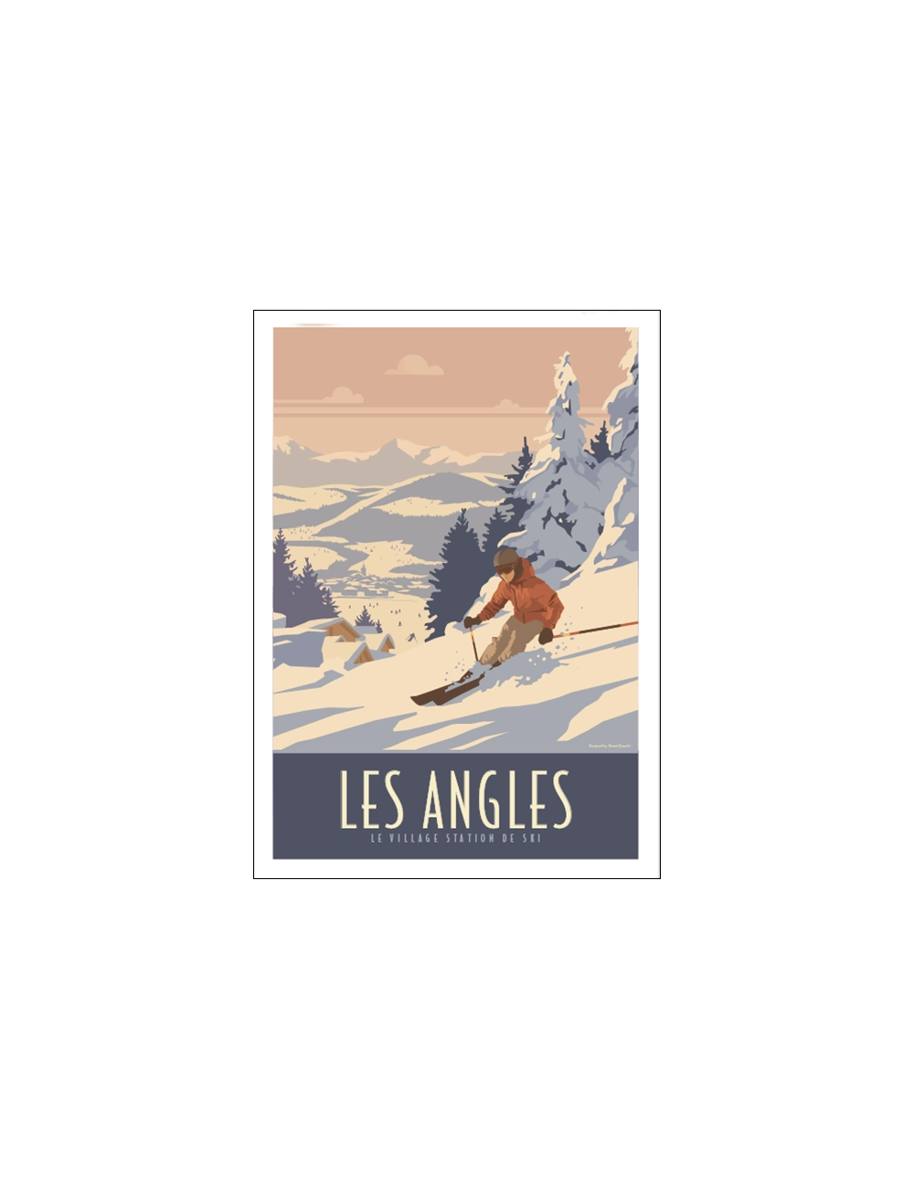 "Les angles, station de ski", image vintage 50x70cm
