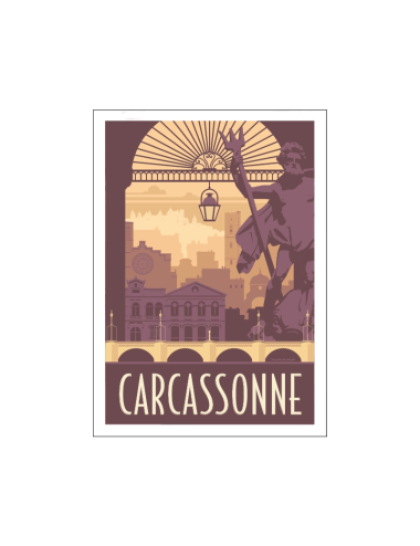 "Carcassonne" , Affiche régionale vintage 50x70
