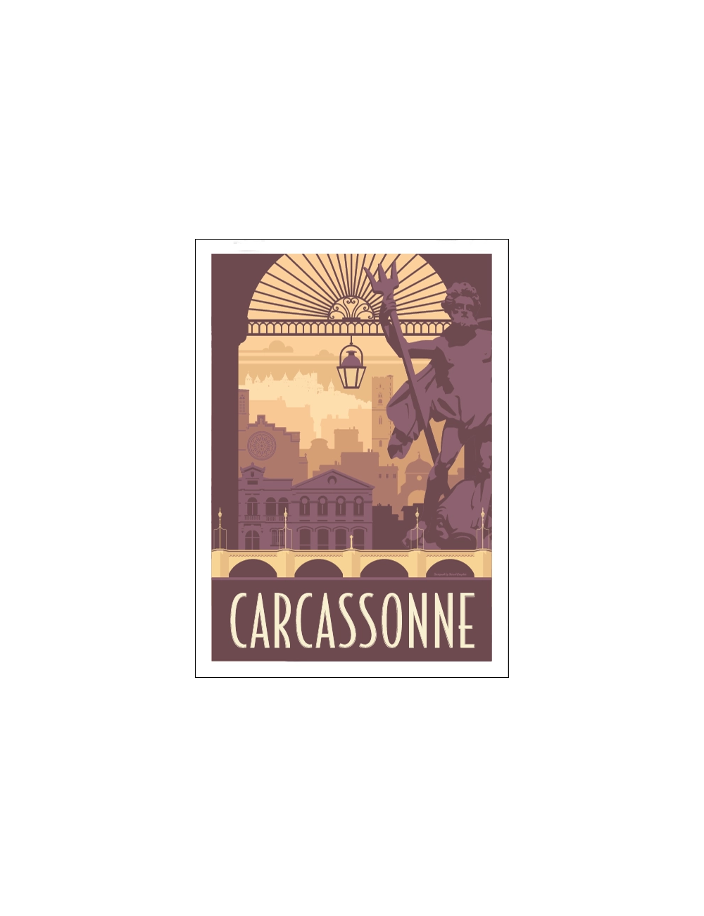 "Carcassonne" , Affiche régionale vintage 50x70