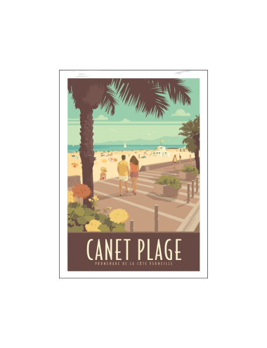 "Canet plage", Travel poster vintage 50x70