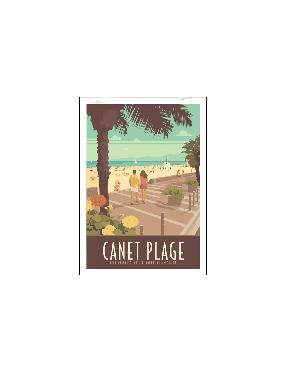 "Canet plage", Travel poster vintage 50x70