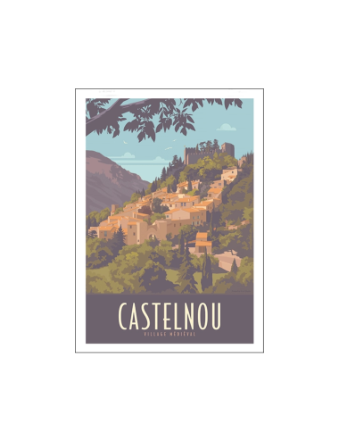 "Village de Castelnou", affiche vintage des PO, 50x70
