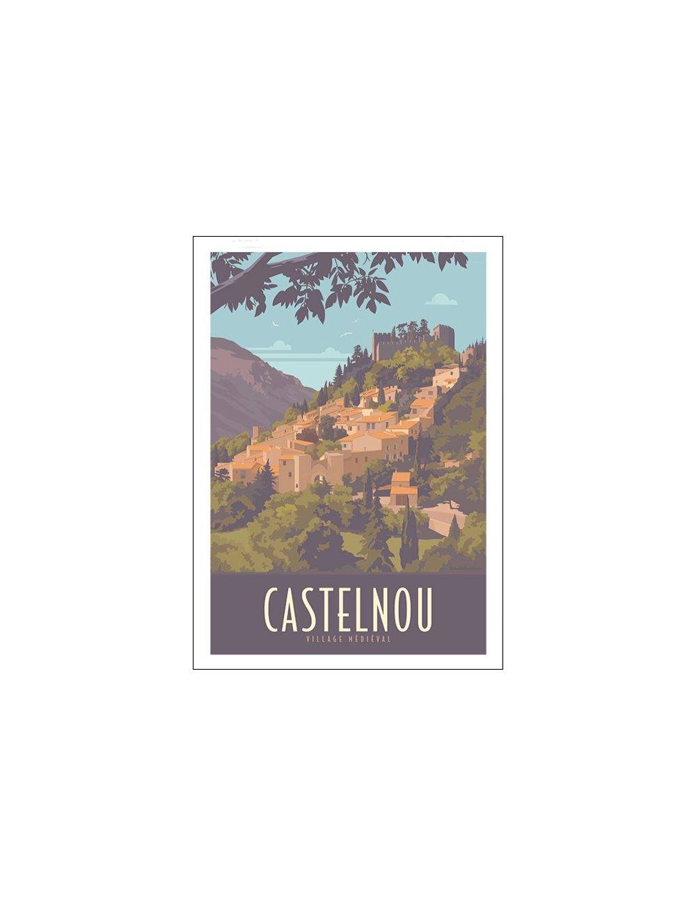 "Village de Castelnou", affiche vintage des PO, 50x70