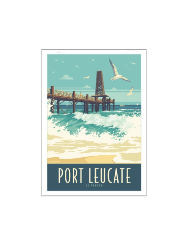 Affiche vintage Port Leucate – Travel Poster Méditerranée