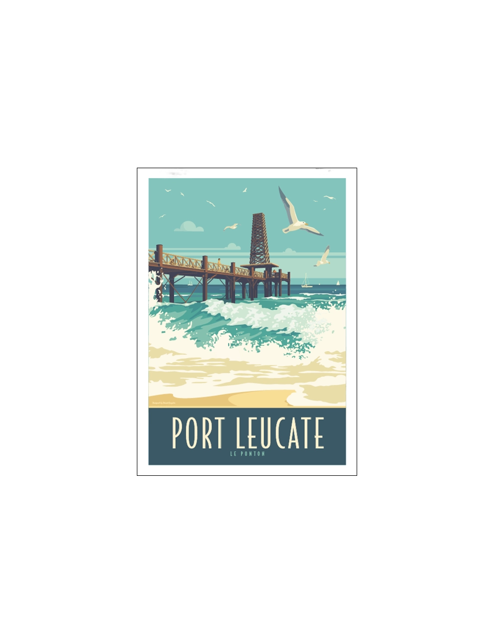 Affiche vintage Port Leucate – Travel Poster Méditerranée