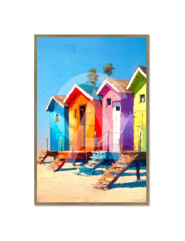 Tableau Cabanes de Plage 80x120 Escapade en Bord de Mer – Kalyssa