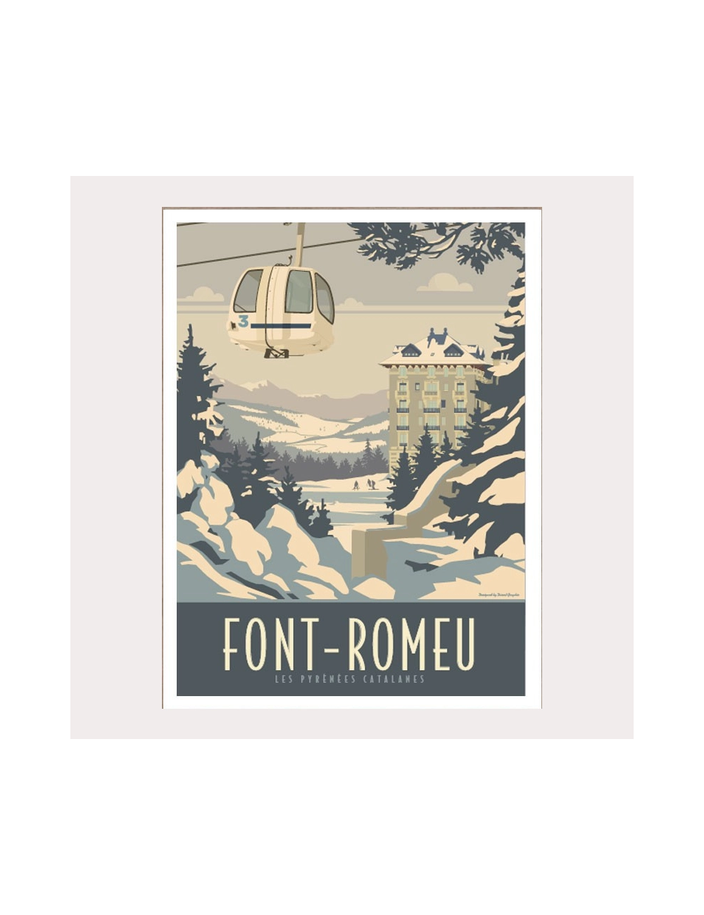 "FONT-ROMEU", affiche vintage encadrée 50x70