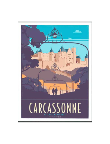 "Carcassonne, cité médievale",Travel poster Cadre alu noir Nielsen
