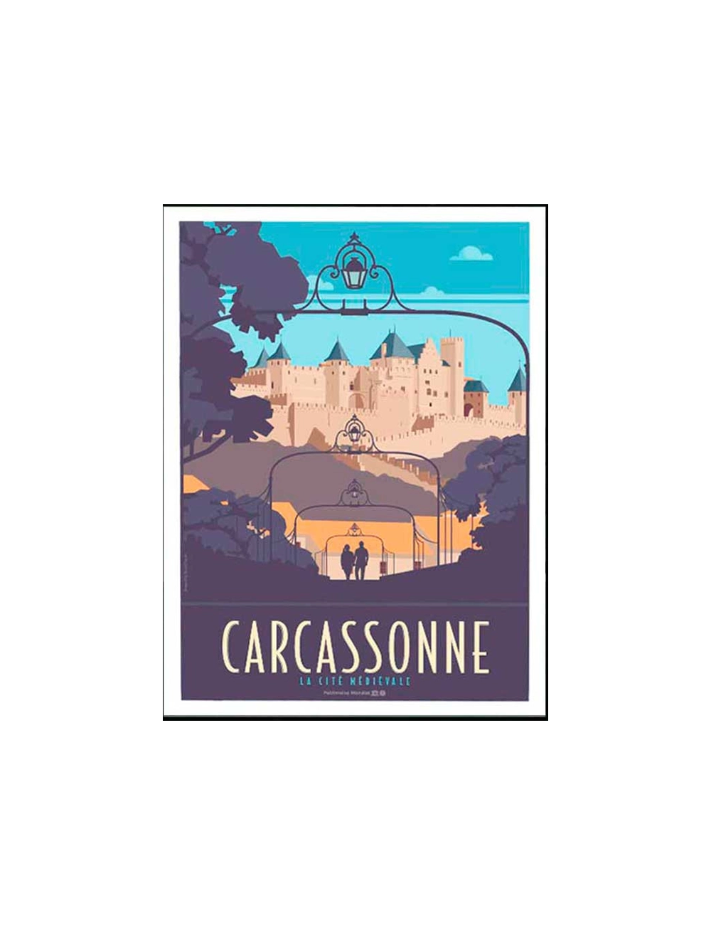 "Carcassonne, cité médievale",Travel poster Cadre alu noir Nielsen