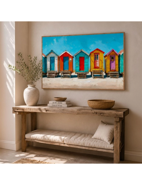 Tableau Cabanes de Plage 80x120 Les Cabanes du Littoral – Kalyssa