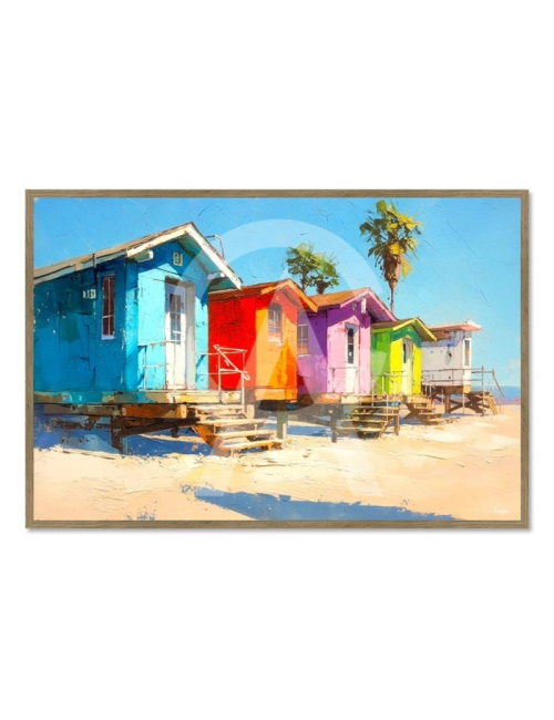 Tableau Cabanes de Plage Sous le Soleil du Littoral – Kalyssa