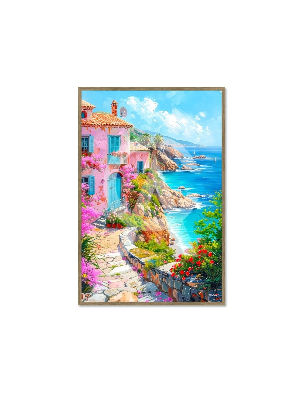 Tableau Village Côtier Maison Rose sur la Côte – Kalyssa