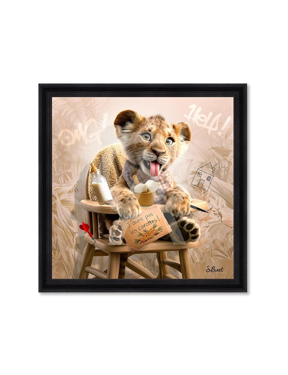 Grand tableau Lionceau chaise de bébé XXL – Sylvain Binet