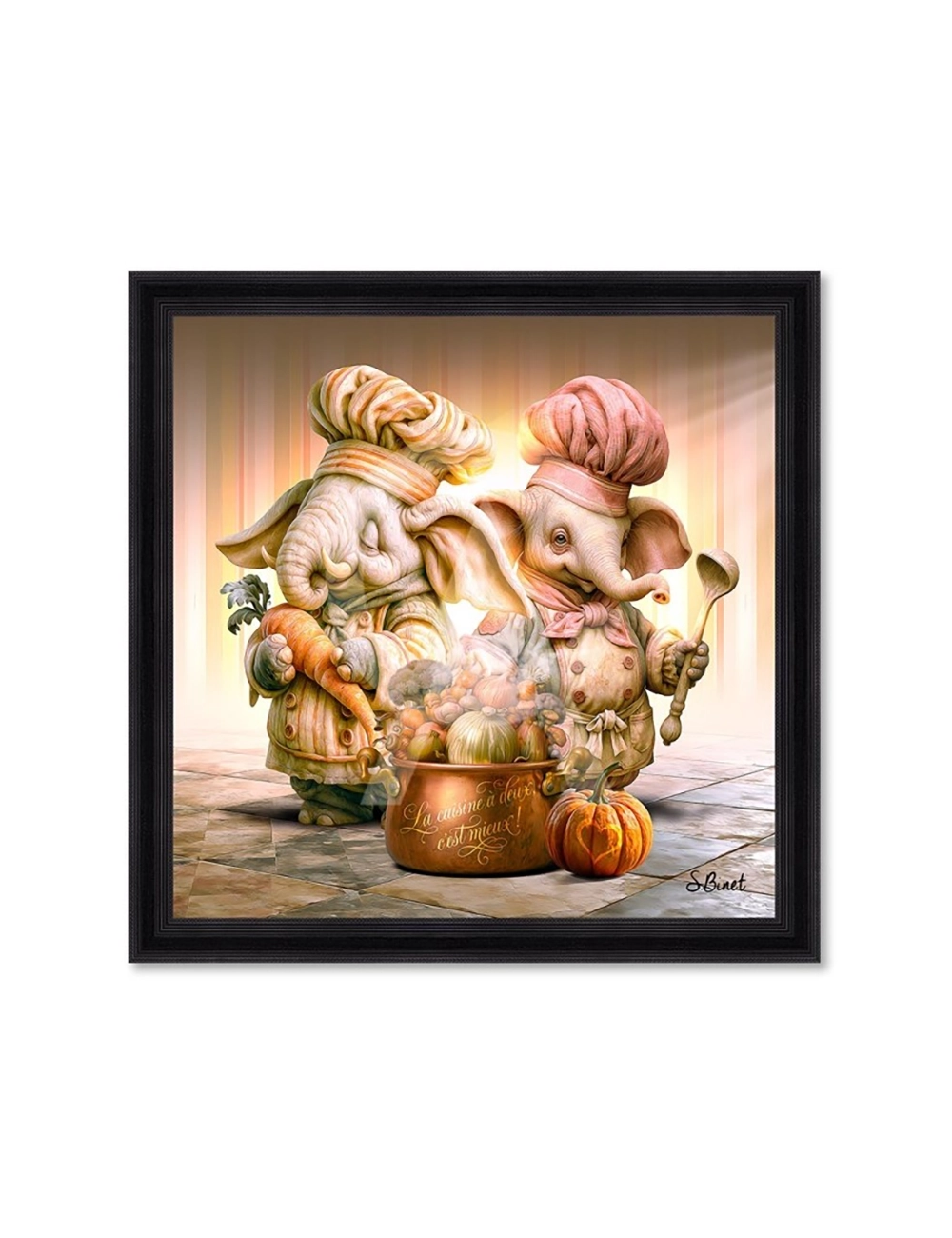 Tableau Éléphants cuisiniers – Sylvain Binet