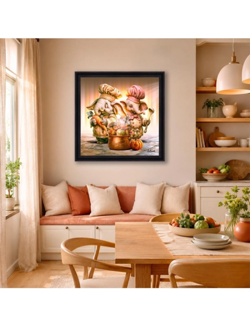 Grand tableau Éléphants cuisiniers XXL – Sylvain Binet