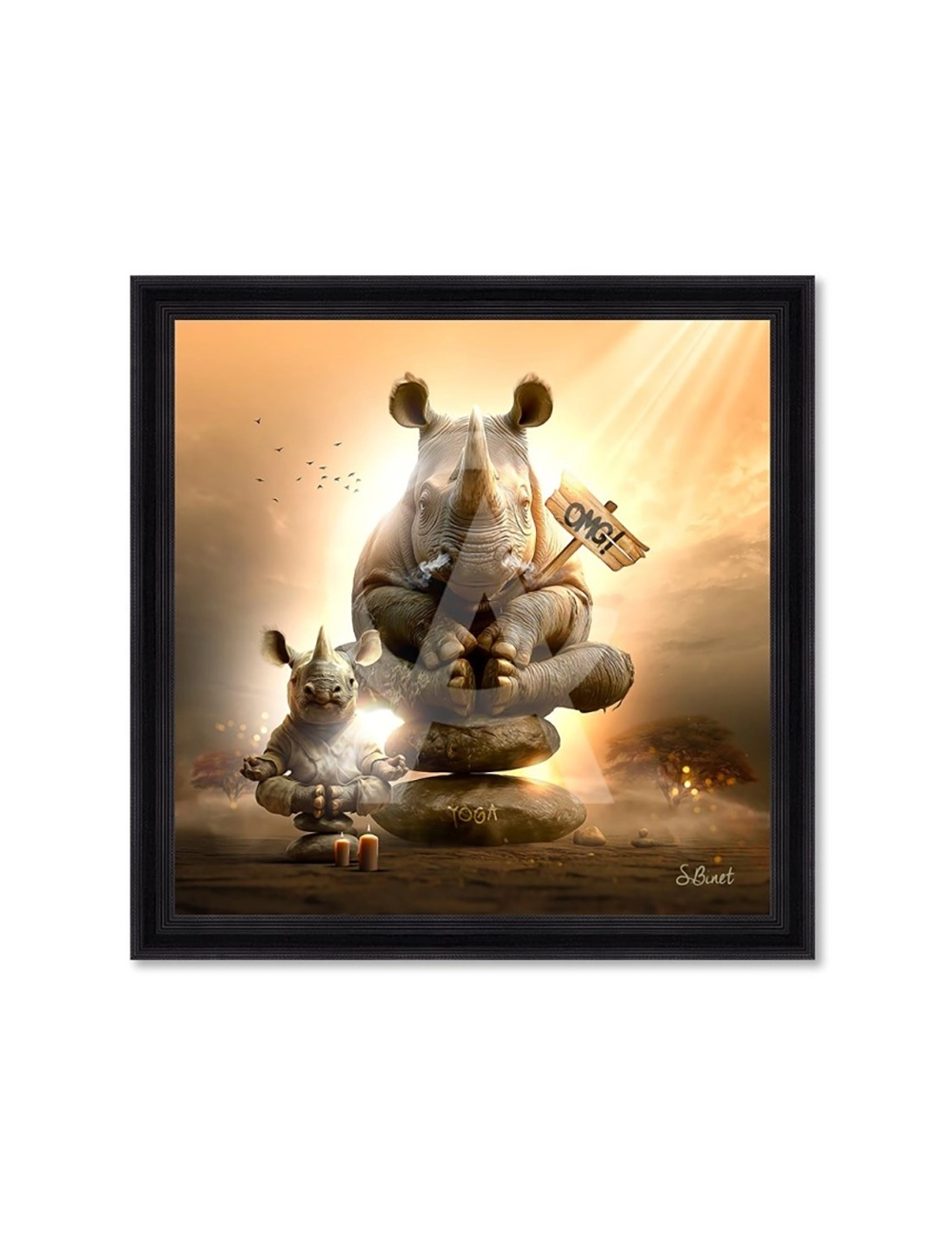 Grand tableau Rhino Yoga XXL – Sylvain Binet