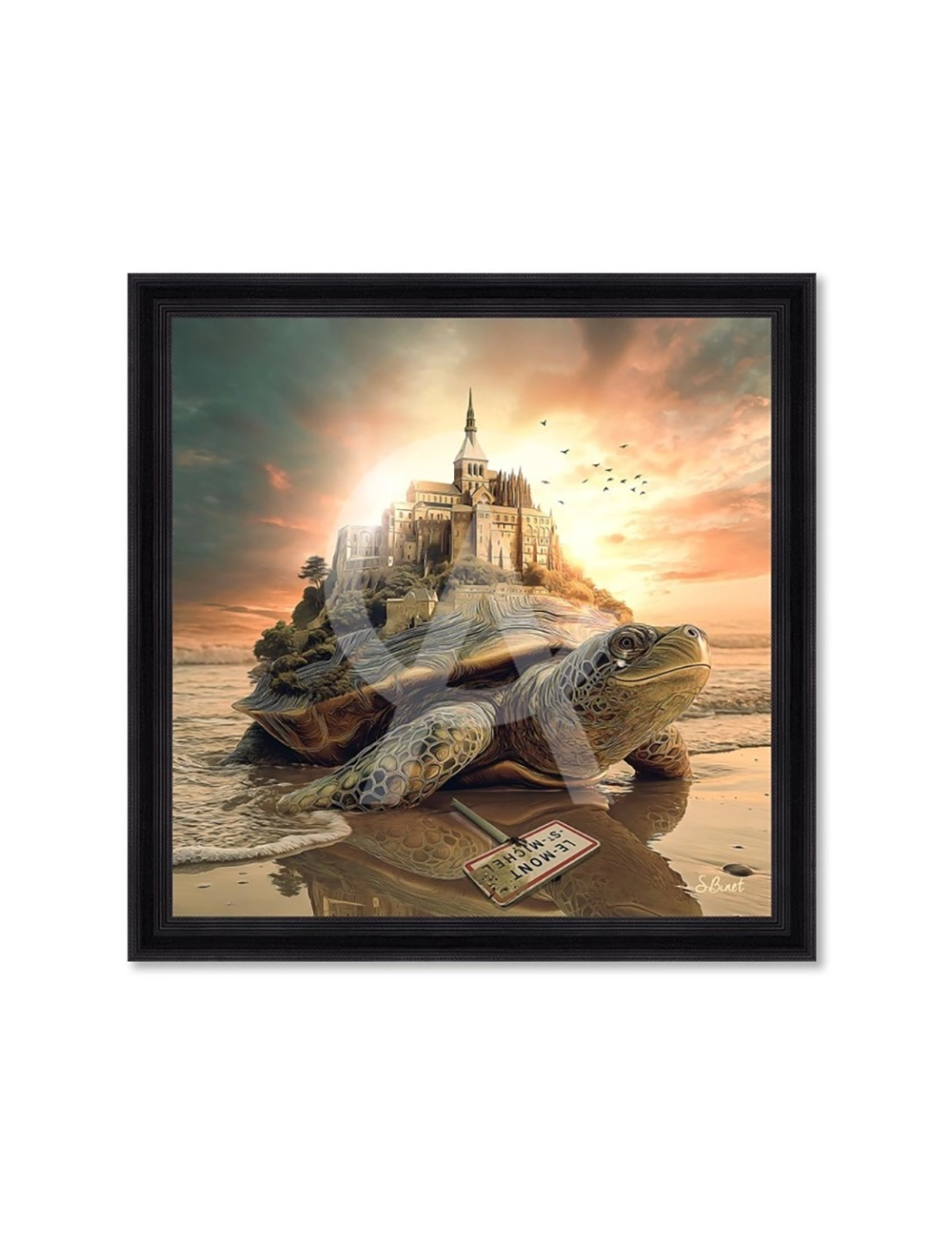 Tableau Mont Saint-Michel et tortue – Sylvain Binet