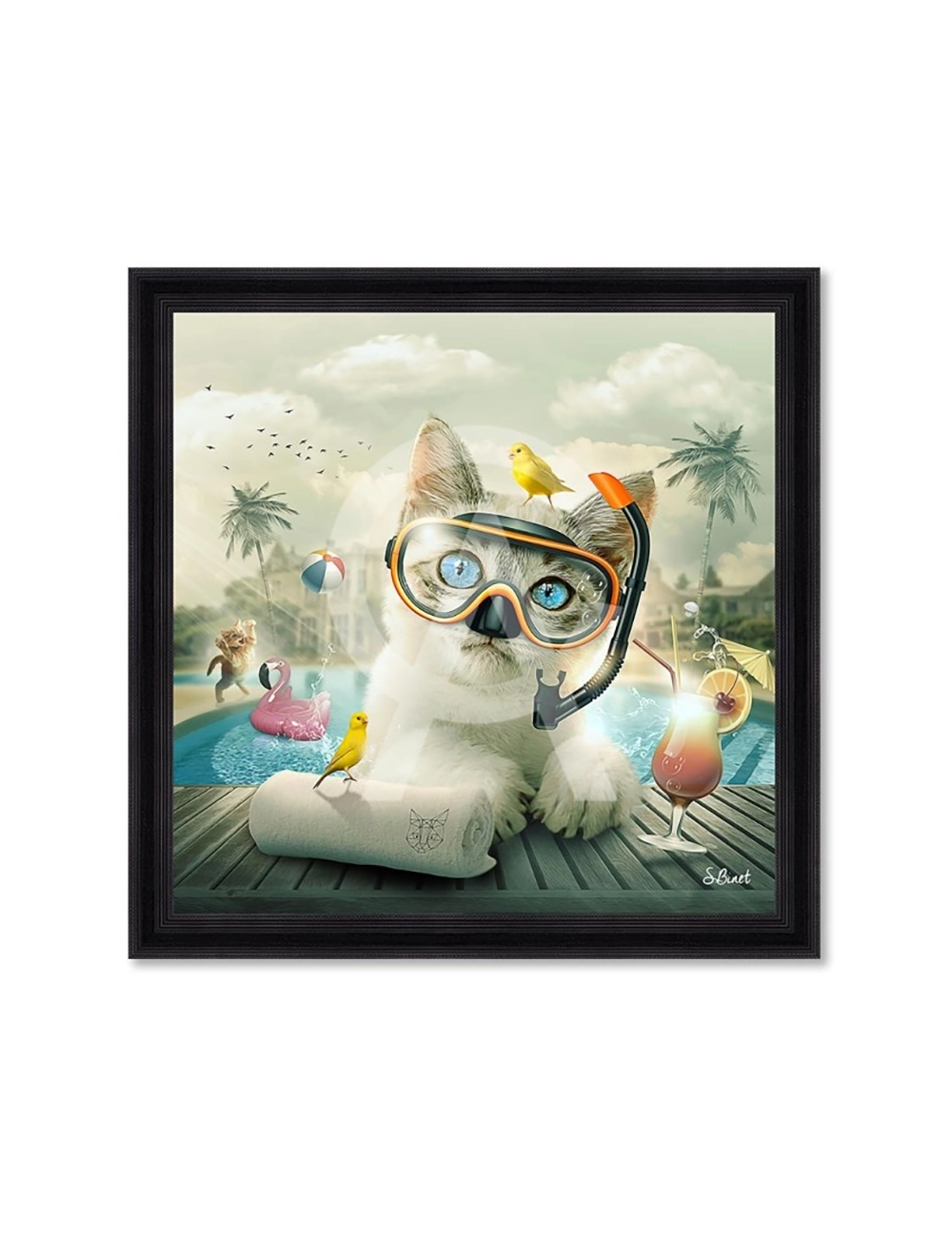 Tableau Chat piscine – Sylvain Binet
