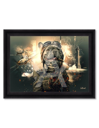 Tableau Bouledogue Français aviateur – Sylvain Binet