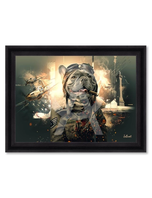 Tableau Bouledogue Français aviateur – Sylvain Binet