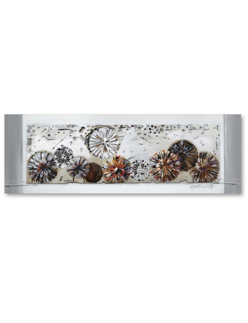 Tableau 50x150 avec relief – fleurs abstraites en volume