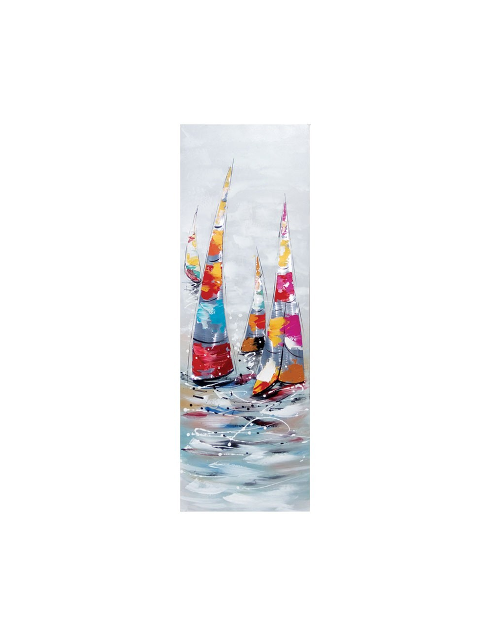 Tableau voiliers métal – toile peinte 40x120 verticale