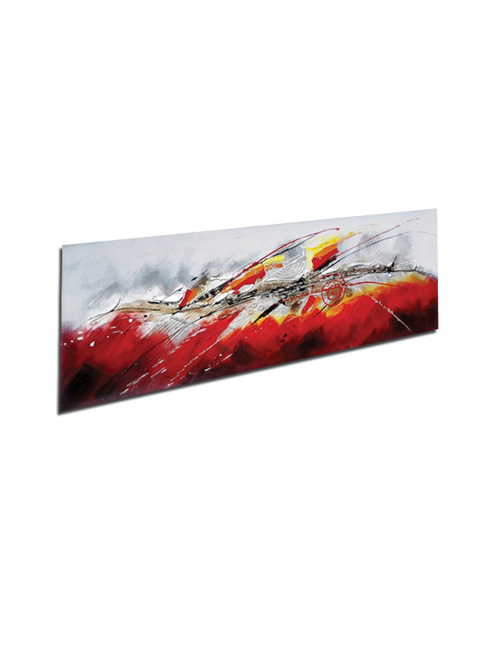 Tableau abstrait rouge et jaune – Toile 50x150 cm