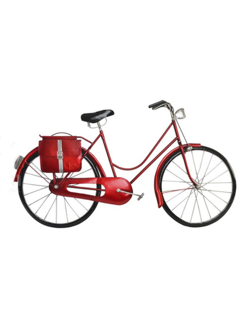 Sculpture murale vélo rouge rétro en métal