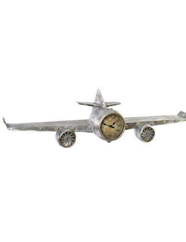 Décoration murale avion rétro avec horloge métal