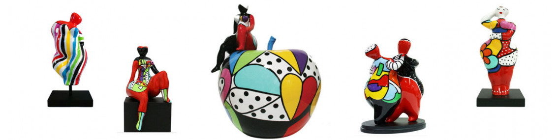 Sculpture femme ronde et colorée décoration originale design moderne